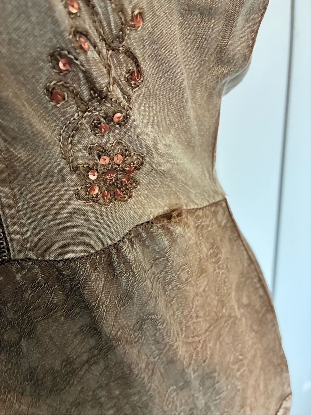 Magic M Tan Embellished Lace-Up Boho Maxi Dress Ren Faire Festival Corset - Picture 5 of 8